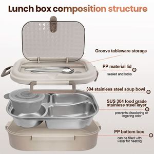 กล่องข้าวเบนโตะแบบเก็บความร้อน กล่องอาหารสแตนเลสแบบพกพา - Product Image 5