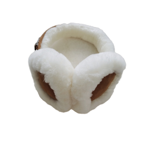 Couvre-oreilles en laine naturelle douce, protection contre le froid extérieur en <span class=keywords><strong>fourrure</strong></span> de mouton véritable, <span class=keywords><strong>cache</strong></span>-oreilles en <span class=keywords><strong>fourrure</strong></span> de mouton véritable pour l'hiver - Product Image 3