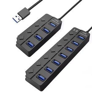 Hub <span class=keywords><strong>USB</strong></span> 3.0 7 ports haute vitesse 5 Gbps, séparateur de style moderne, adaptateur secteur <span class=keywords><strong>multiprise</strong></span> avec interrupteur, câble long, hub d'extension multiple - Product Image 5