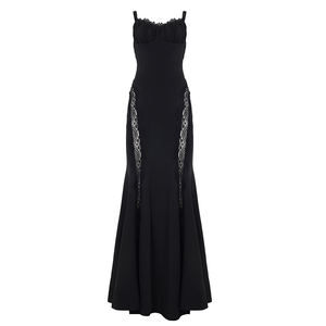 Vestido de Noche Elegante para Fiesta, Ajustado, con Tirantes Finos, de Encaje y Recortes, para Mujer, Venta al por Mayor - Product Image 6