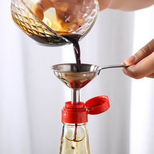 Juego de mini embudos de acero inoxidable, 3 piezas con asas para aceite, vinagre, especias, herramienta de cocina multifunción - Product Image 1