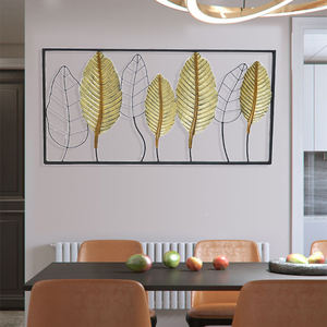 Décoration murale suspendue <span class=keywords><strong>en</strong></span> métal de style nordique de luxe Ming Rich, feuille dorée moderne <span class=keywords><strong>en</strong></span> <span class=keywords><strong>fer</strong></span> <span class=keywords><strong>forgé</strong></span> avec taille et logo personnalisables - Product Image 3