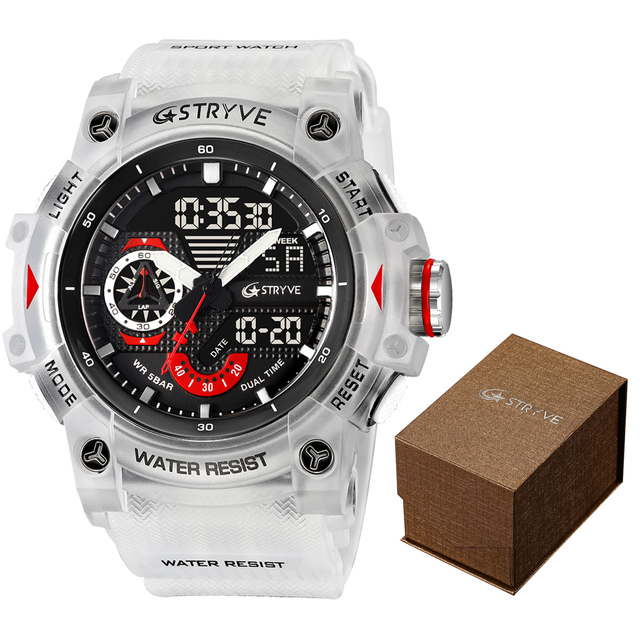 STRYVE 8029 Men's Watch with Box High Quality Waterproof Watch Analog-Digital Dual Movement Multifunctional Male Wristwatch