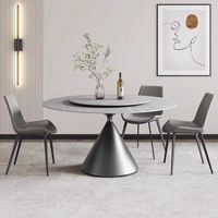 Table ronde de plaque de roche italienne CZ-05 simple blanc pur crème vent maison table ronde petit restaurant familial table de repas