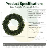 Couronne artificielle de feuilles de melon 54 cm, anneau de verdure artificielle pour décoration de mariage, fête à domicile, décoration murale ou à suspendre à la porte