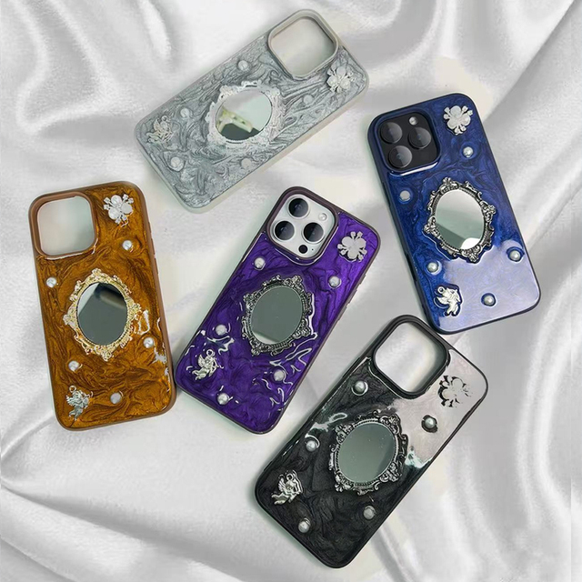 Make up Velvet Fabric Phone Case for iPhone 16 15 14 Plus 13 12 11 Pro Max Luxury Mirror Design Phone Cover for iPhone 17