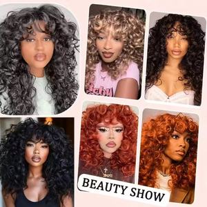 Perruque rouge gingembre pour femmes, perruques ondulées bouclées avec frange, perruque synthétique cuivrée, perruque naturelle pour cosplay, fête, cheveux résistants à la chaleur, 10 couleurs - Product Image 6