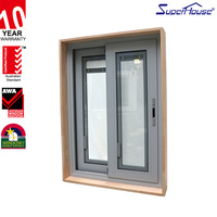 Fenêtre coulissante en aluminium la plus populaire, économique, avec grille ouvrante, profilé en aluminium, pour maison
