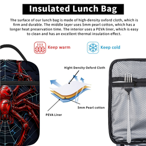 Borsa Termica Portatile per il Pranzo Red Spider, Nuova Moda per Bambini, con Isolamento Termico Spesso in Alluminio, Borsa Bento da Picnic per Studenti in Tela - Product Image 4
