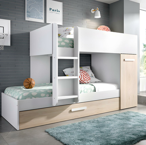 <span class=keywords><strong>Cama</strong></span> Litera Infantil de <span class=keywords><strong>Roble</strong></span> Claro Fantástico, Muebles para Niños y Bebés con <span class=keywords><strong>Cama</strong></span> <span class=keywords><strong>Nido</strong></span> y Armario para Dormitorio, Superventas - Product Image 1
