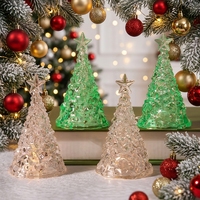 Bougie LED en cristal craquelé multicolore en forme de sapin de Noël avec étoile sur le dessus, mini ornement de table de Noël, logo personnalisé, décoration de Noël