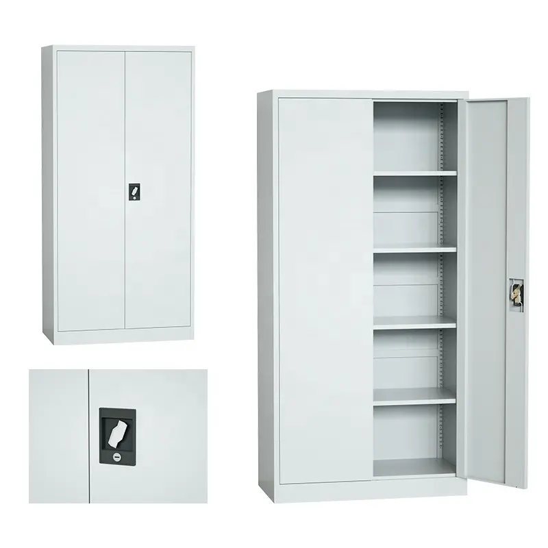 Fabrication d'armoire de bureau en acier armoire de rangement en métal armoire de classement en fer 2 portes en métal avec 4 étagères réglables