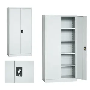 Manufacture Office Steel Cabinet Storage Metal Filing Cabinet Iron 2 Door Metal Cupboard with 4 adjustable shelves