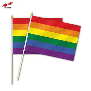 Bán Sỉ Cờ Tay Cầu Vồng Cờ Thanh Gỗ Đồng Tính LGBT Bằng Polyester Lớn Ngày Tự Hào