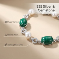 Bracelets en argent 925 polyvalents et tendance, perles naturelles, argent sterling, maillons, malachite, pierres précieuses, bracelet en perles d'eau douce, bijoux