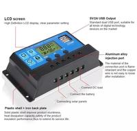 PWM Solar-Laderegler 30A 12V/24V Auto LCD-Display USB 5V/2A*2 CE-Zertifiziert YONGFA Max PV 720W für Solaranlagen