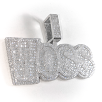 Bijoux fins personnalisés en moissanite couleur D, style hip-hop, testeur de diamant GRA, argent 925, pendentif en forme de lettre baguette pour homme