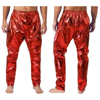 Pantalon long métallisé élégant pour hommes, sarouel léger de couleur unie pour les spectacles de danse contemporaine sur scène, les carnavals