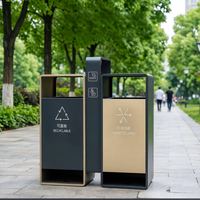 Poubelle de recyclage à double compartiment en acier inoxydable, debout, pour l'extérieur, avec cendrier central, pour les parcs publics, les allées, les espaces commerciaux