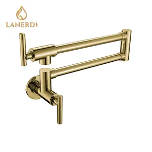 Lanerdi Kaiping Pot Filler dapur faucet Mixer keran dapat ditarik produsen emas kuningan Modern keramik kontemporer nikel