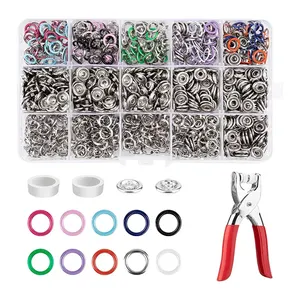 Plier Tool 100/200 Set 10 Color Metal Sewing Buttons Hollow Solid Prong Press Studs Snap Fasteners For Installing Bags Clothes