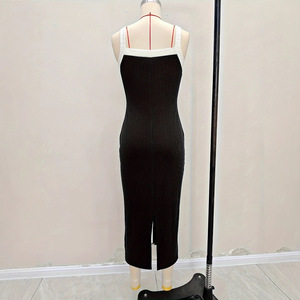 Vestido Clásico <span class=keywords><strong>de</strong></span> Punto Elástico con Tirantes, Falda Sexy que Realza la Cadera, Elegante y Romántico, Combinable con Todo, Largo con Botones Decorativos - Product Image 4