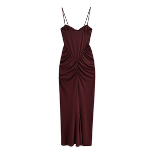 PB&ZA Femme 2026 Nouvelle <span class=keywords><strong>Robe</strong></span> Midi <span class=keywords><strong>Corset</strong></span> Chic et Tendance Coupe Slim Vintage Élégante Sans Manches Plissée <span class=keywords><strong>Robe</strong></span> Mujer - Product Image 2