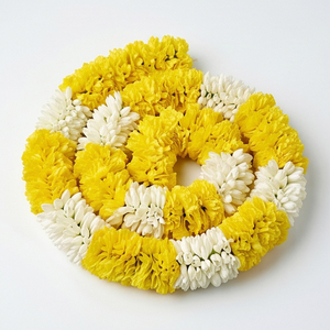 Artificial Flower Garland Yellow <b>White</b> <b>Hanging</b> Decoration Marigold Style Floral Toran for Wedding Festival and Home Decor - Product Image 3