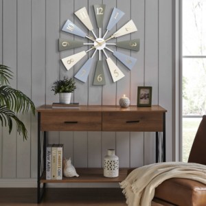 Horloge murale INFINITY TIME de haute qualité, style <span class=keywords><strong>moulin</strong></span> à <span class=keywords><strong>vent</strong></span>, DIY, moderne, style ferme, <span class=keywords><strong>pour</strong></span> la maison, 24 pouces, en <span class=keywords><strong>plastique</strong></span>, forme ronde - Product Image 5
