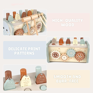 Nouveau en bois Montessori jouets Instrument de musique jouets éléphant modèle martelage martelage jouet <span class=keywords><strong>Xylophone</strong></span> jeu de pêche - Product Image 6