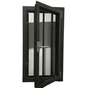 Aluminium Double Kaca Terisolasi Yang Bagus Casement Window dengan Keamanan