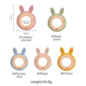 Accesorios de Silicona de Grado Alimenticio para Bebés, Mordedor de Silicona con Forma de Conejo de Madera, Mordedores para Bebés, Libres de BPA - Product Image 4