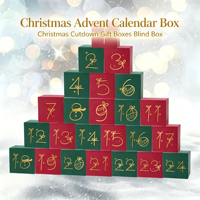 Boîtes cadeaux calendrier de l'Avent de Noël rouge et vert, 24 jours de compte à rebours, boîtes mystères vides pour emballage de cadeaux de fête de Noël