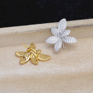 Colgante de Plata 925 con Forma de Hoja y Flor, JG5905, Accesorio para Joyería DIY, Perla con Base Vacía, Chapado en Oro, Tamaño 3mm, Empacado en Bolsa - Product Image 3