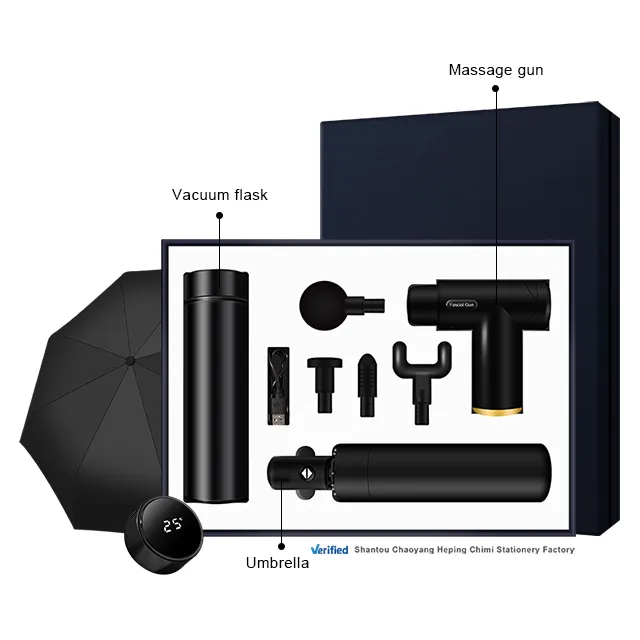ユニークなポータブル企業ビジネス高級ギフトマッサージガン真空フラスコ傘結婚式のゲストギフトセット