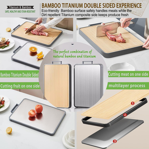 Ustensiles de cuisine sains, <span class=keywords><strong>planche</strong></span> <span class=keywords><strong>à</strong></span> <span class=keywords><strong>découper</strong></span> double face <span class=keywords><strong>en</strong></span> titane et bambou <span class=keywords><strong>personnalisable</strong></span> avec emballage cadeau - Product Image 3
