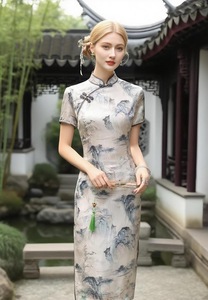 2025 superventas estilo Vintage <span class=keywords><strong>tradicional</strong></span> chino <span class=keywords><strong>Qipao</strong></span> vestido de <span class=keywords><strong>mujer</strong></span> estampado clásico chino antiguo Hada Cheongsam - Product Image 2