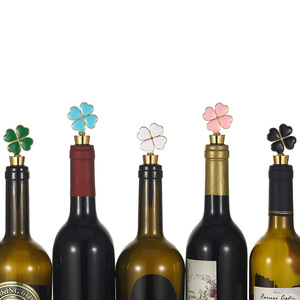 Four Leaf Clover <b>Wine</b> Stopper Metal Sealing Bottle Stopper For Wedding Birthday Party Gift Blue Green Pink White Black - Product Image 1
