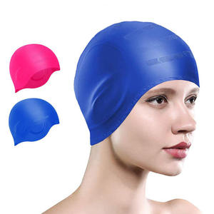 Bonnet de bain en silicone, couleur unie, protection des oreilles, grande taille, unisexe, pour adultes et enfants, sports nautiques - Product Image 1