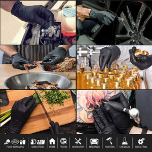 Gants d'examen en <span class=keywords><strong>nitrile</strong></span> noir, vente en gros d'usine, 4g, sans poudre, pour l'alimentation et le tatouage, gants de sécurité - Product Image 6