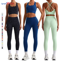 Ensemble de tenue de yoga personnalisé avec logo, tissu super doux, soutien-gorge de sport, leggings de yoga sans couture avant, respirant, pour femmes
