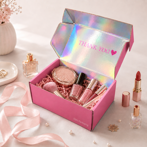 Boîte cadeau holographique rose pour cosmétiques, emballage d'abonnement pour vernis à <span class=keywords><strong>ongles</strong></span>, boîte d'expédition en carton ondulé personnalisée - Product Image 5