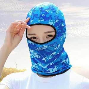 Masque facial en soie glacée imprimé camouflage bleu, respirant, protection solaire, couvre-chef pour la pêche, masque de sport unisexe pour activités de plein air - Product Image 1