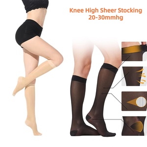 Calcetines de Compresión de 20-30 mmHg con Punta Abierta, <span class=keywords><strong>Medias</strong></span> hasta la Rodilla, Transparentes, de Spandex, Tejidas, que Favorecen la Circulación - Product Image 5