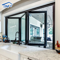 Ventanas Plegables Horizontales de Vidrio con Certificación NFRC, Insonorizadas, de Aleación de Aluminio, con Diseño Moderno para Cocina
