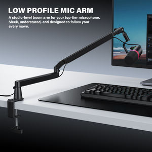 AS17S 조절 가능한 로우 프로파일 알루미늄 마이크 붐 암 데스크 마운트 클램프 마이크 암 스탠드 케이블 관리 게임 팟캐스트용 - Product Image 4