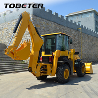Backhoe Loader Tugas Berat dengan Kapasitas Angkut 2,8 Ton, Bucket 1,5 M3, Kedalaman Penggalian 4000 mm, 4WD untuk Pekerjaan Konstruksi