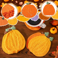 Nouveaux dessous-de-verre en laine pour fête d'Halloween (fantôme, sorcière, citrouille) - Tapis isolants créatifs résistants à la chaleur