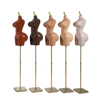 Mannequin de Torse Féminin en Gros, Modèle BBL Courbé Demi-Corps avec Support Métallique Doré Réglable pour Présentoirs de Vitrine de Boutique de Lingerie