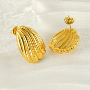 ZOGXIN Gold Plated Stainless Steel Stud Earrings Geometric Oval Shape For Women Party Jewelry - Product Image 3